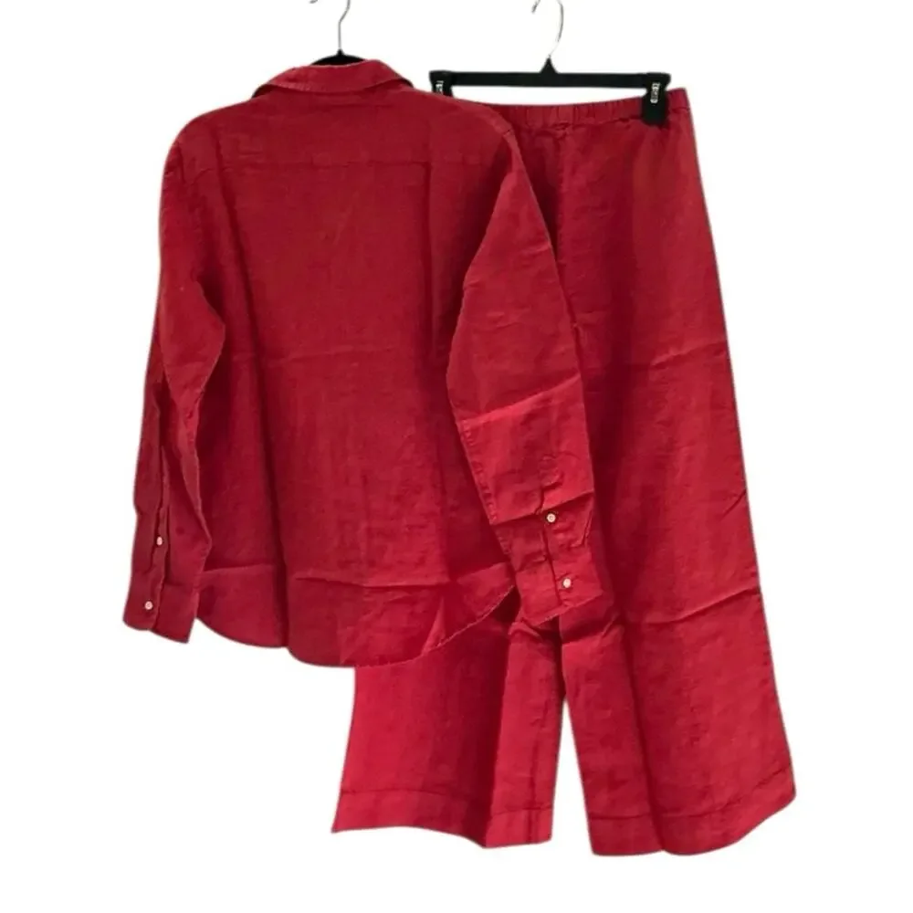 Frank & Eileen Tuscany Getaway Set Summer Red Linen Size XS NWT - Picture 6 of 11